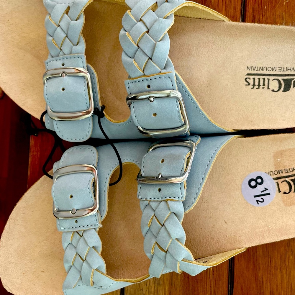 Cliff slide sandals 8 1/2 powder blue suede-like material NWOT